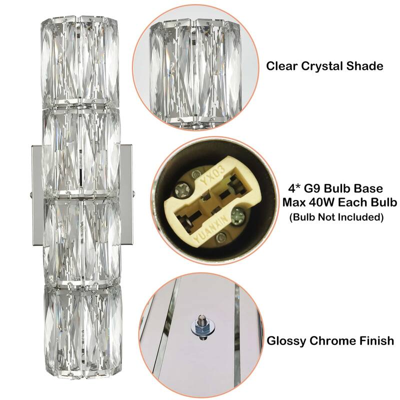 Emilia Modern 4-Light Crystal Wall Sconce