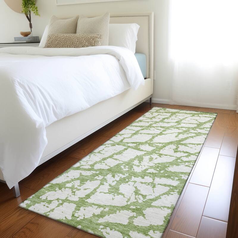 Premium Washable Super Soft Modern Crackle Mayfield Rug - Green - 2'3" x 7'6"