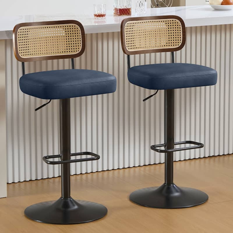 Adjustable Height Swivel Bar Stools with Back and Footrest - 17.7"W x 15.75"D x 35"-42.9"H