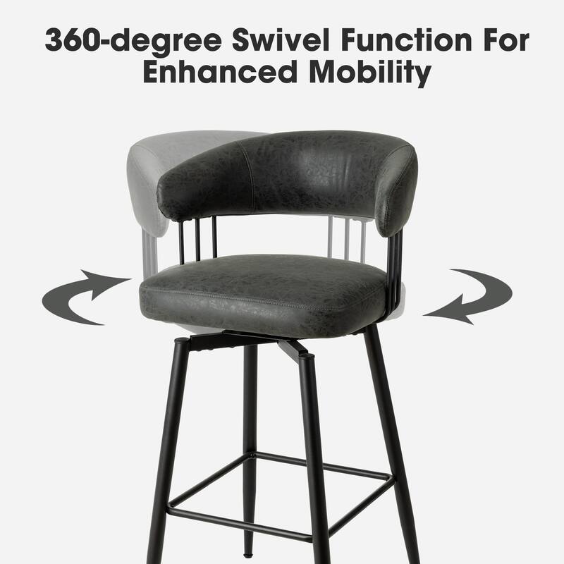 Glitzhome 26 or 31 Inches Modern Upholstered Swivel Counter Height Bar Stools