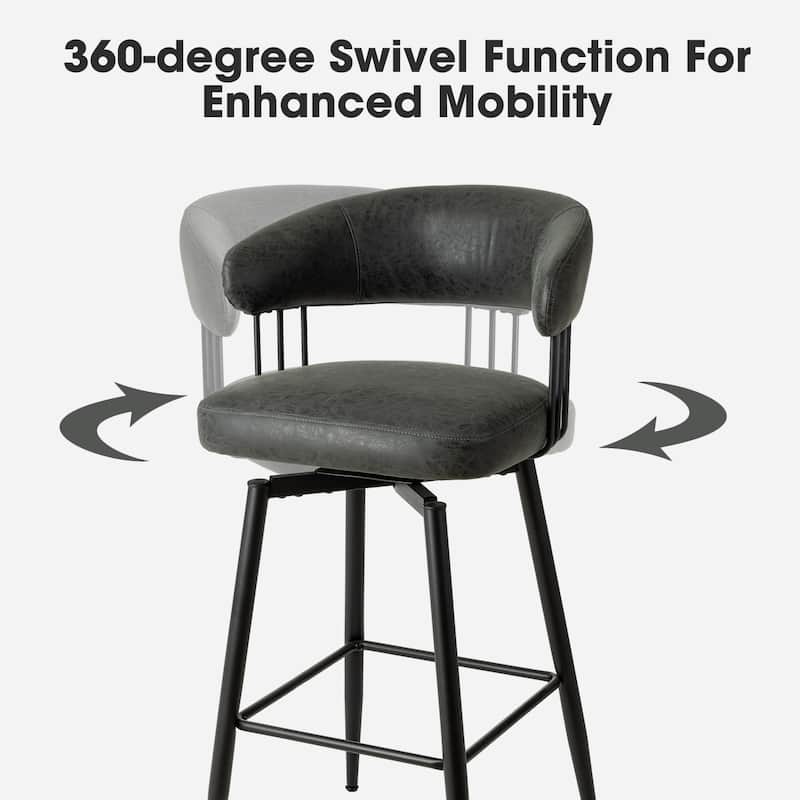 Glitzhome Modern 3-Piece Wooden Swivel Bar Stools & Height Adjustable Pub Table Set