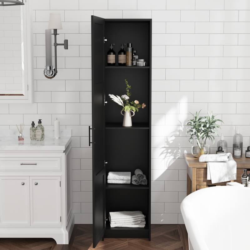 70.87" Tall Narrow Storage Bathroom Cabinet with 3 Adjustable Shelves