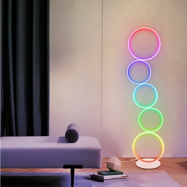 Five Rings RGB LED Circular Floor Lamp Ring Standing Lamp N A On Sale Bed Bath Beyond 34314545