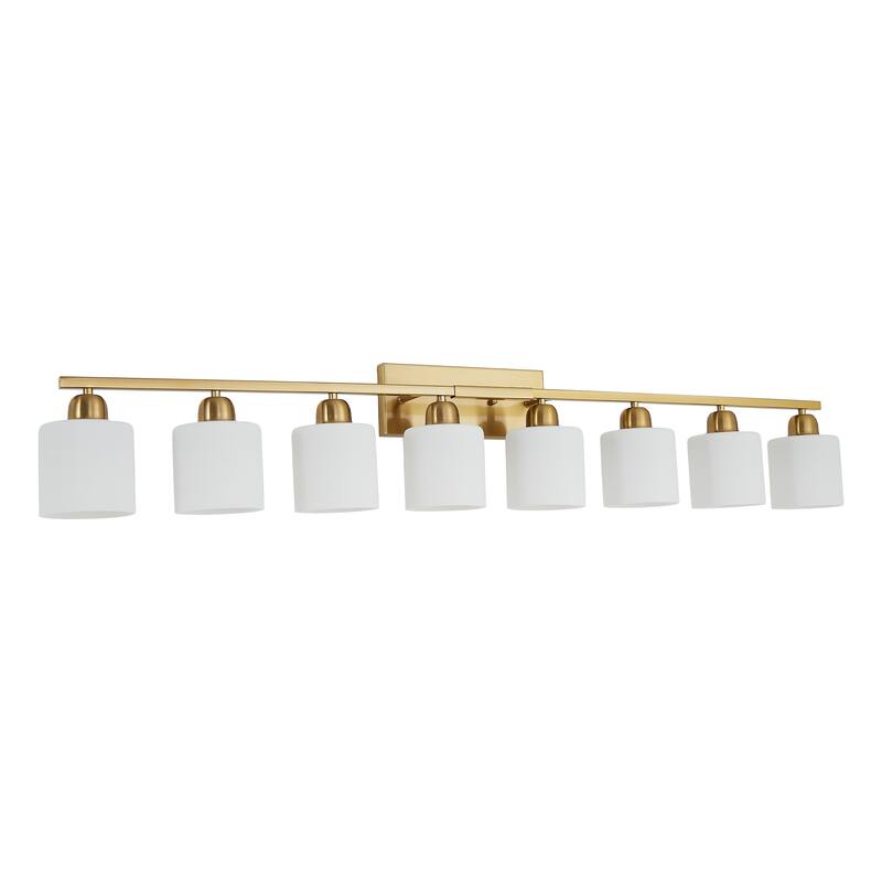8-Light Bathroom Light Fixtures Over Mirror, 52inch Modern Vanity Lights with Frosted Glass Shade