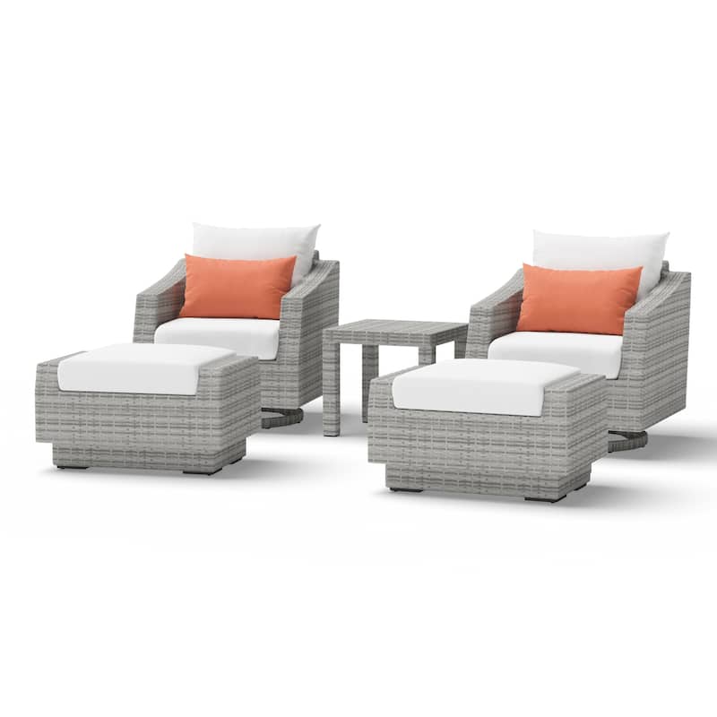Cannes 5 Piece Aluminum Outdoor Motion Club & Ottoman Set