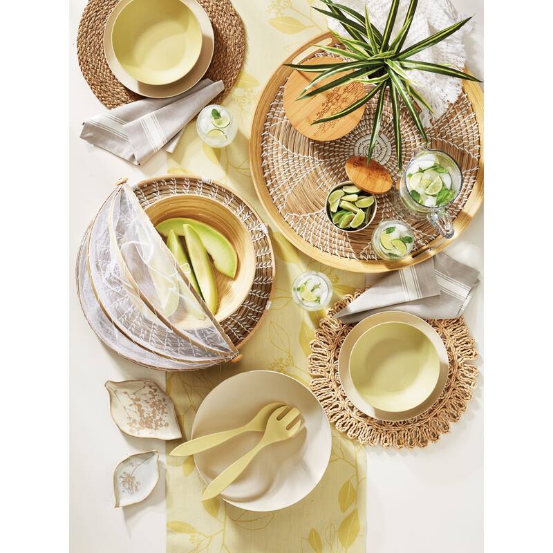 Natural Braided Grass Placemat 15x15 inches Eco-Friendly Wipe Clean Spring Decor for Dining Table