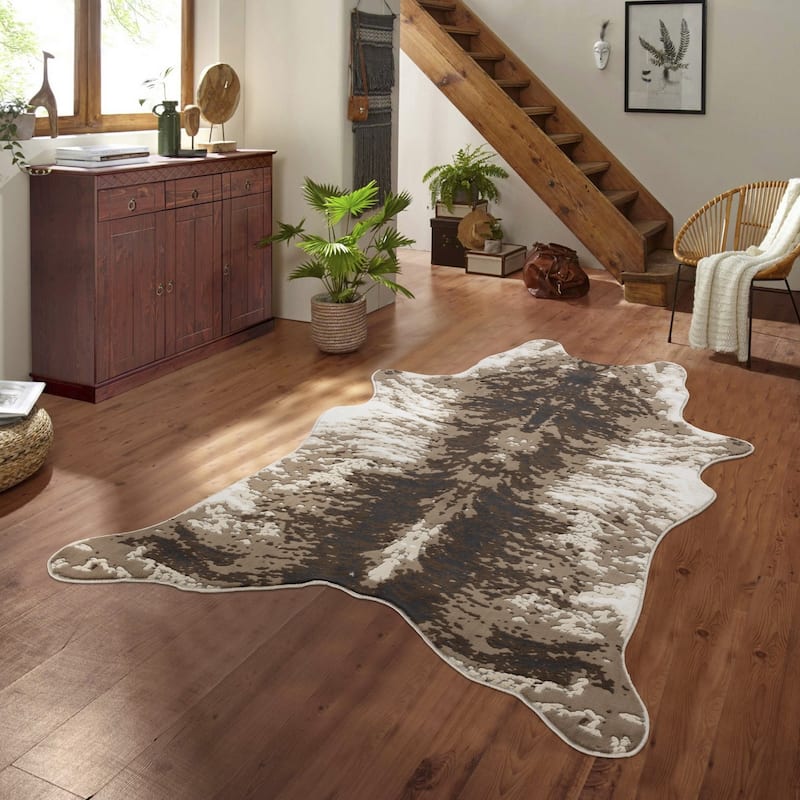 Brown 5 ft. x 7 ft. Luxury Area Rug, 0.43 Pile Height – Sophisticated Warmth for Any Room - 6' x 7'