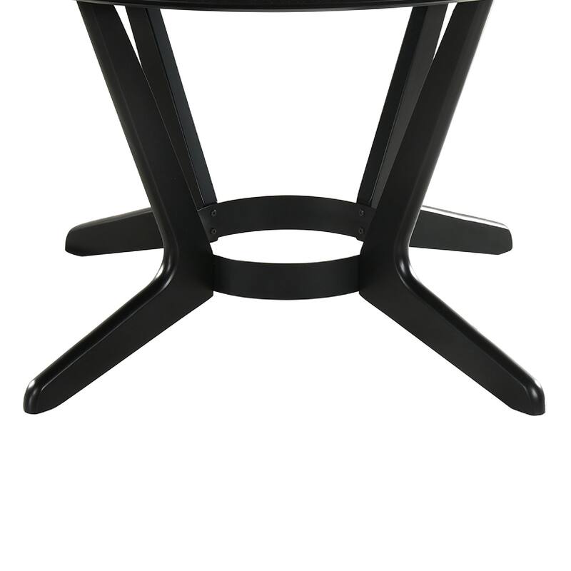 Alana Dining Table, Black Rubberwood, Metal, Round 54 Inch Top