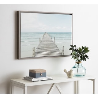 Kate and Laurel Sylvie Wooden Pier Framed Canvas by Amy Peterson