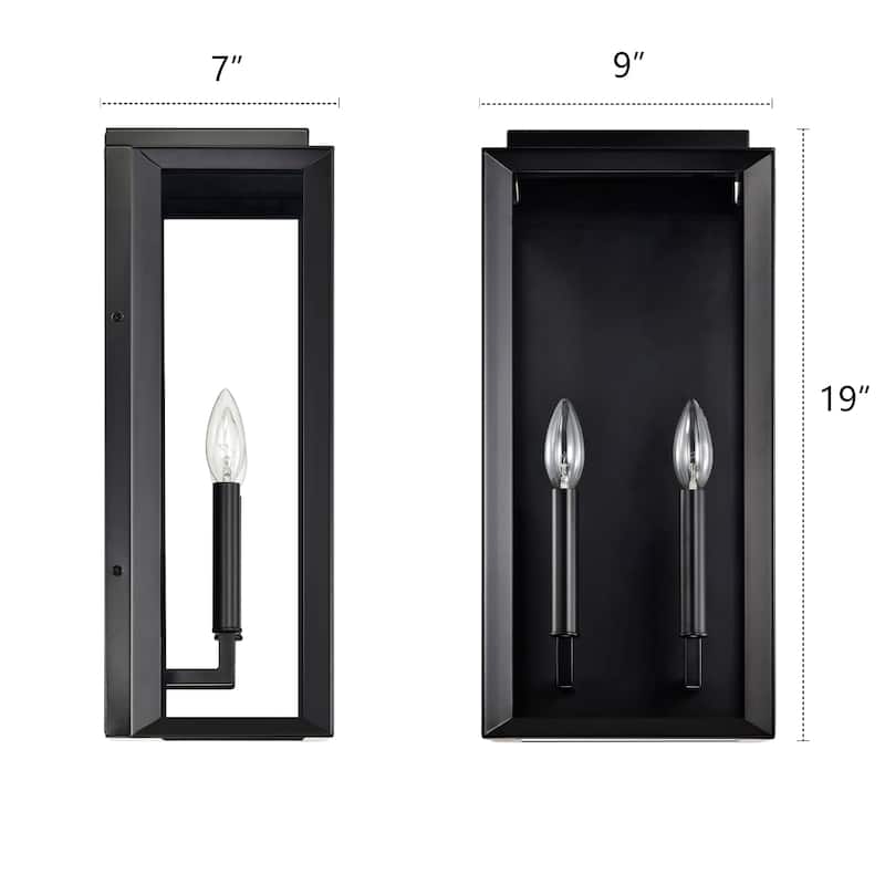 2-Light Matte Black Dusk to Dawn Outdoor Wall Sconce with Clear Glass