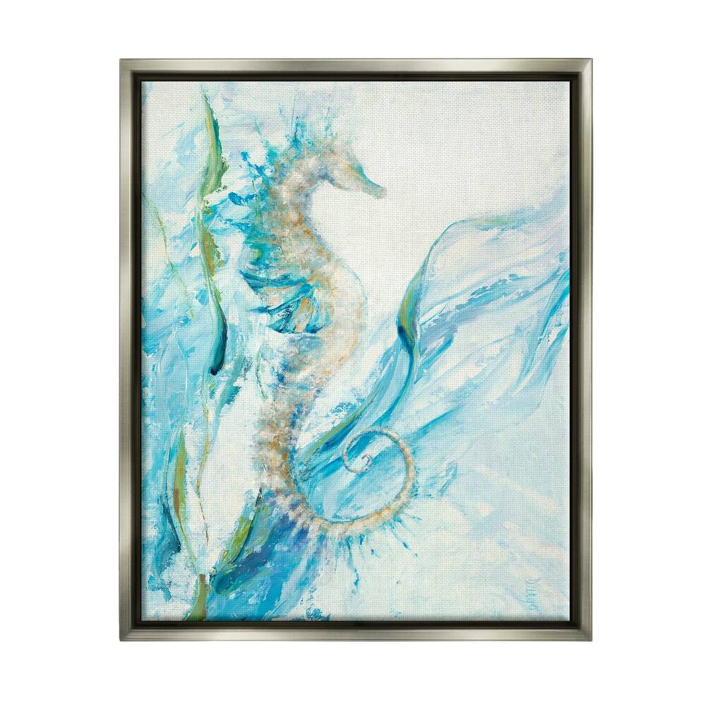 Stupell Nautical Seahorse Blue Fluid Ocean Water Floater Frame