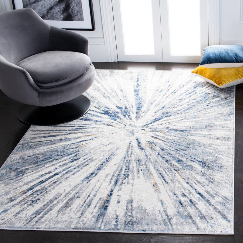 SAFAVIEH Amelia Dellene Abstract Burst Rug - 5'5" x 7'7" - Grey/Blue