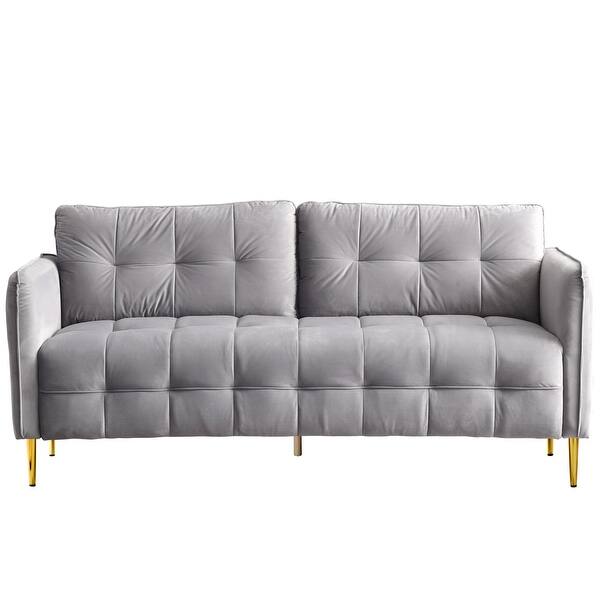 Ovios High Back Couch Mid Centry Spring Upholstered Sofa 71 Inch Velvet Fabric Futon With Metal Golden Leg For Living Room Overstock 31414923