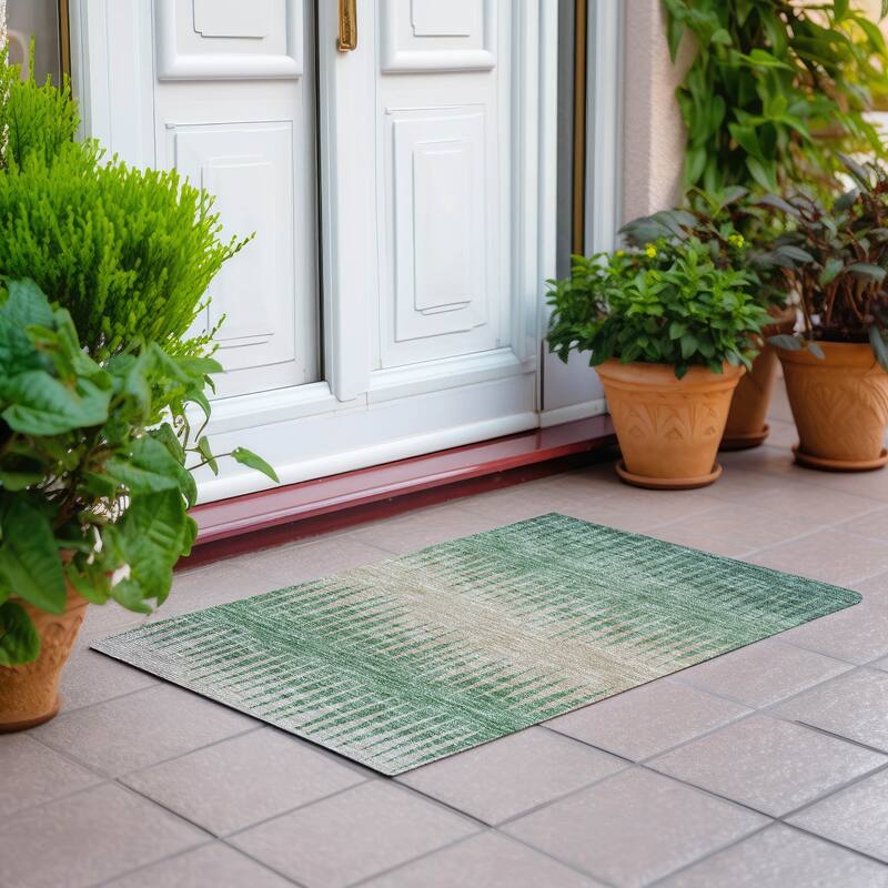 Machine Washable Indoor/ Outdoor Chantille Ombre Contemporary Rug - Sage - 1'8" x 2'6"