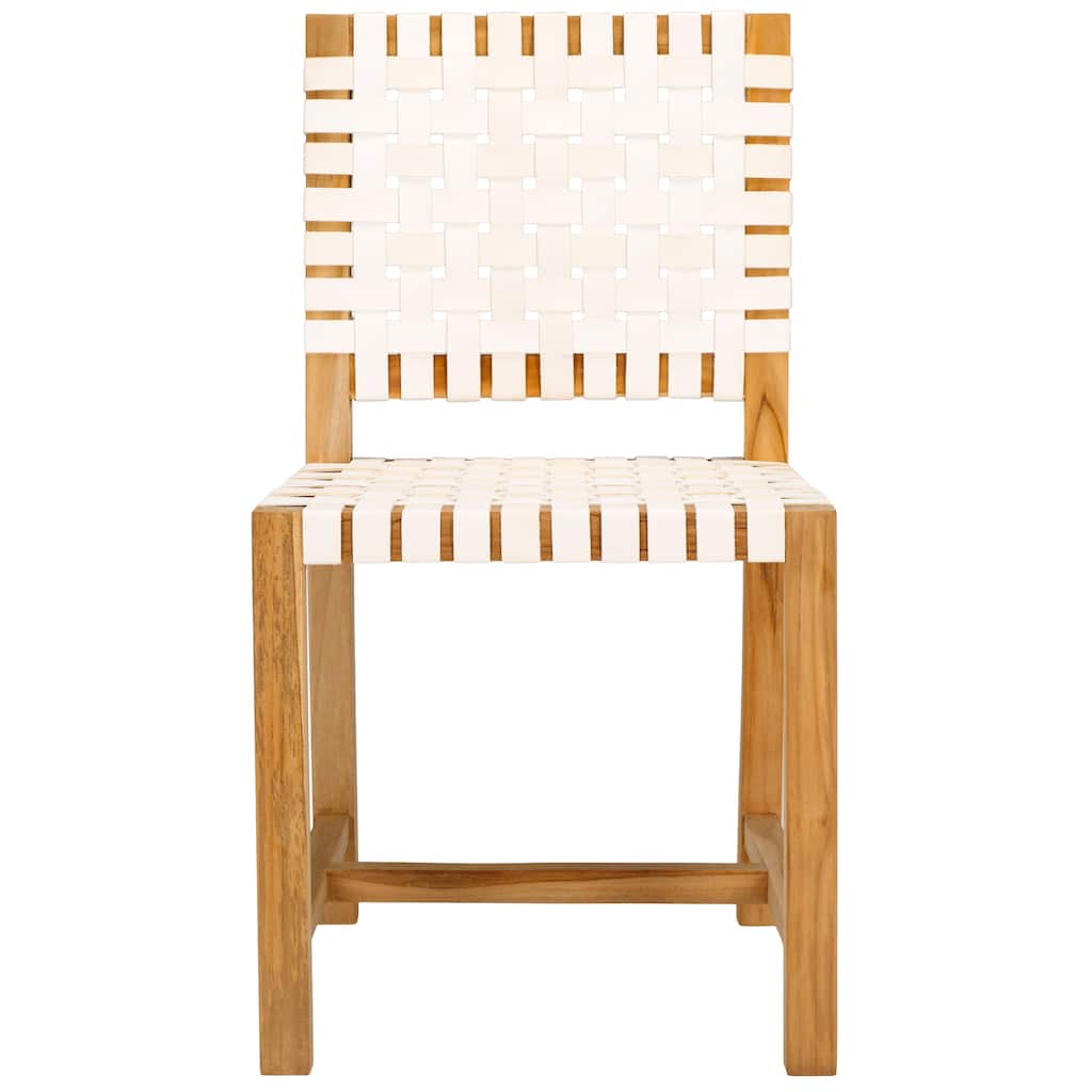 SAFAVIEH Arlene Solid Wood & Leather Dining Chair (Fully Assembled) - 18.3 In. W x 20.3 In. D x 33.7 In. H - 18Wx20Dx34H