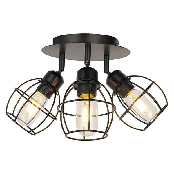 3Light rustic ceiling light Black industrial flush mount ceiling light