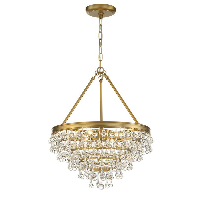 Calypso 6 Light Crystal Teardrop Vibrant Gold Chandelier - 20'' W x 24'' H