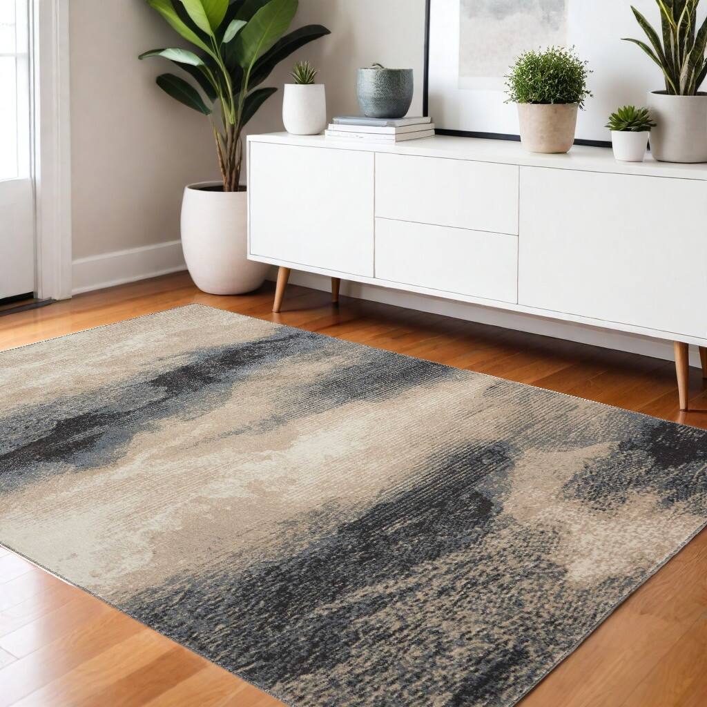 Fuwi Power Loomed Abstract Modern Stain Resistant Area Rug By HomeRoots - 70' X '46' X '0.5