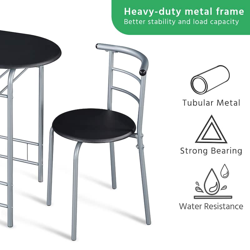 Yaheetech Modern Round Dining Table Set, 3 Piece Dining Room Sets for Kitchens, Apartments