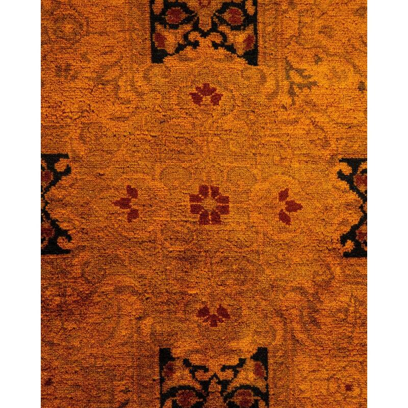 Overton Hand Knotted Wool Vintage Inspired Modern Contemporary Overdyed Gold Area Rug - 6' 1" x 14' 6"
