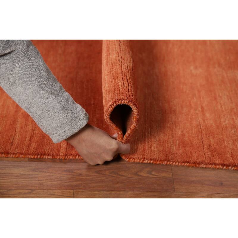 Orange Gabbeh Modern Foyer Rug Hand-Knotted Wool Carpet - 2'8"x 4'0"
