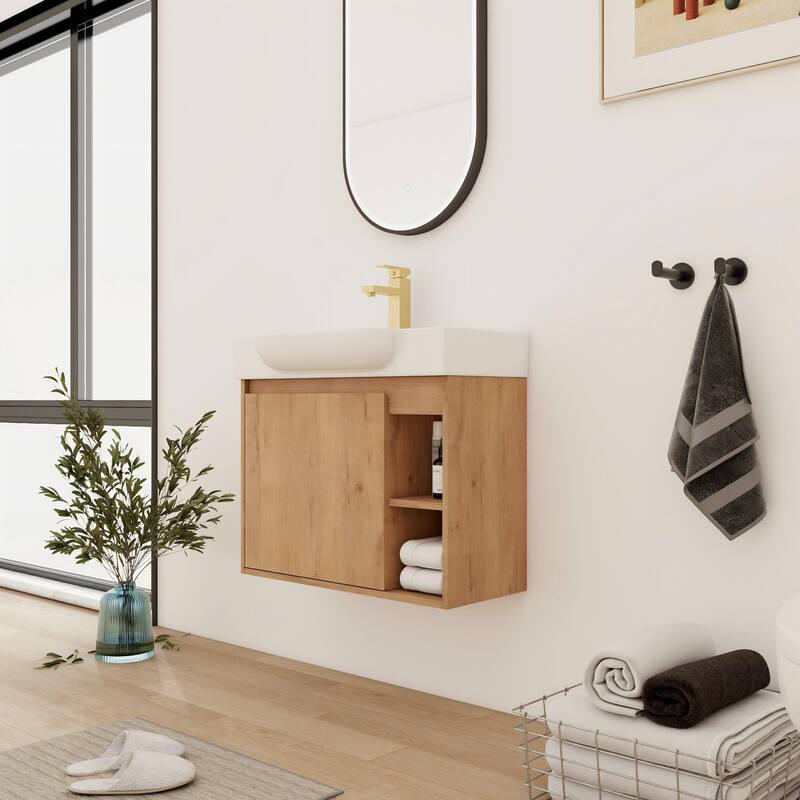 Bathroom Vanity With Sink In 24/28 Inch, Floating Bathroom Vanity With Soft Close Door