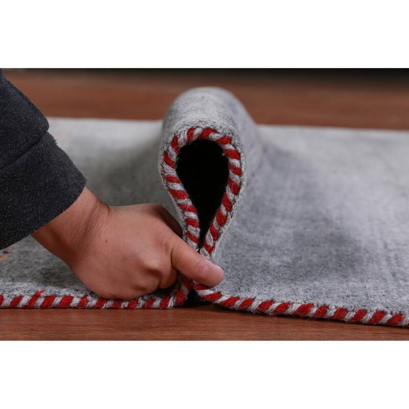 Hand Knotted Oriental 100% Wool Carpet Tribal Animal Pictorial Greys & Charcoal Gabbeh Area Rug - 7' 10'' X 5' 1''