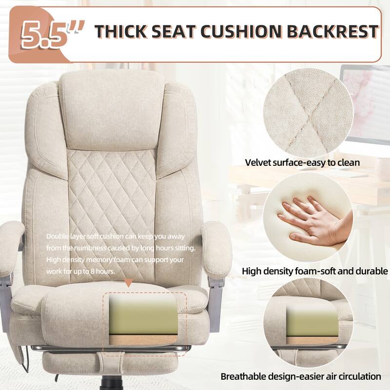 EROMMY Ergonomic Heated Massage Office Chair with Lumbar Support, Reclining Backrest, 2/4/6-Point Massage