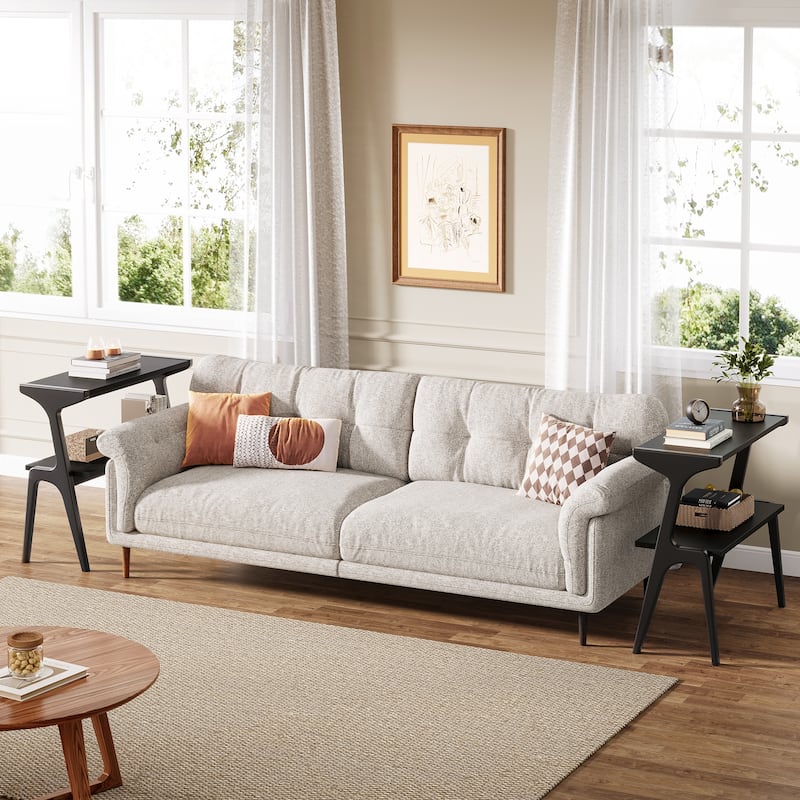 Wood 2-Tier Narrow Side End Chairside Table for Small Space