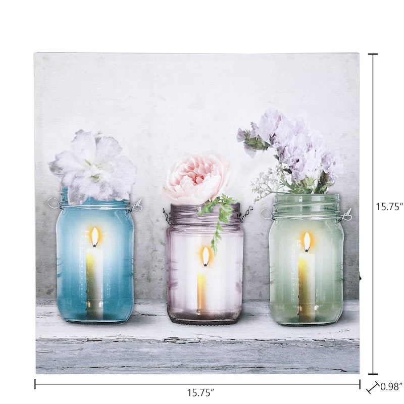 Candle Flower Jars Lighted Canvas Print