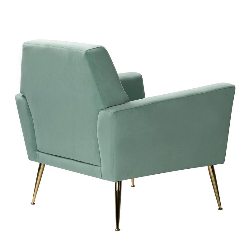 Lilia Contemporary Velvet Upholstered Tufted Back Armchair with Metal Golden legs by HULALA HOME