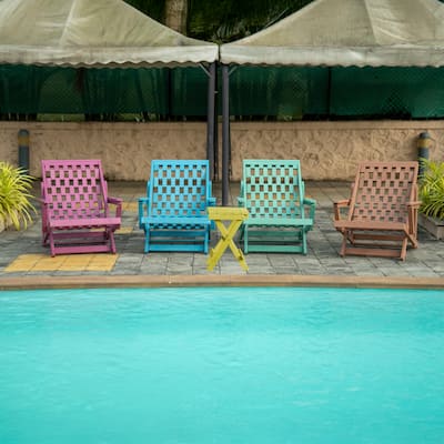 Aspen Fully Assembled All-Weather HDPE Outdoor Folding Lounge Chair with Removable Cushion