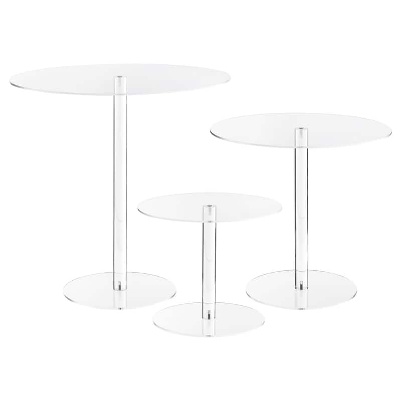 1Set Round Cake Stand Acrylic Display Rack for Cupcake Dessert Pizza, Clear