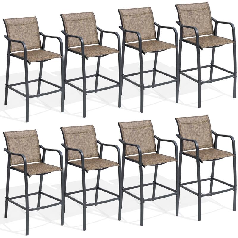 Lightweight Bar Height Barstools Outdoor Bar Stools Patio Bar Chairs - 21.3" W x 22.5" D x 44" H - Earth - 8PC