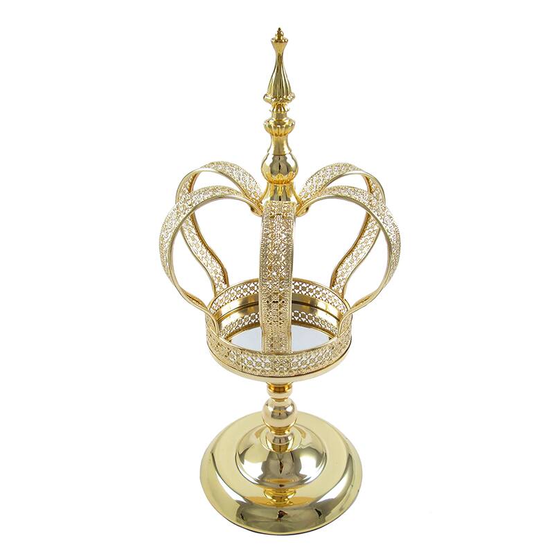 Royal Metal Crown Decor Centerpiece Accent Piece Tabletop with Stand