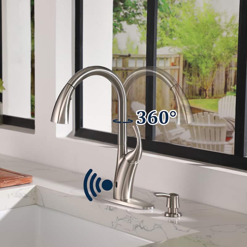 Single-Handle Pull-Down Sprayer Kitchen Faucet with Infrared Sensor