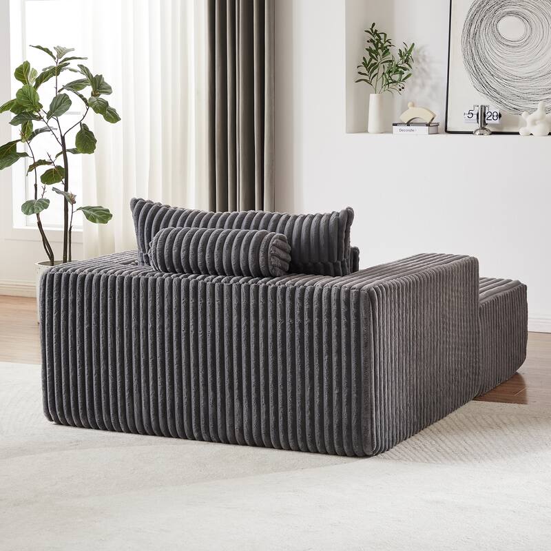 Plush Corduroy Fabric Modular Cloud Sofa with Backrest Pillow for Livingroom 75-Inch Fluffy Sleeper Sofa Bed