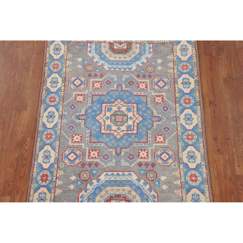 Kazak Accent Rug Handmade Traditional Foyer Wool Carpet - 2'9" x 4'0"