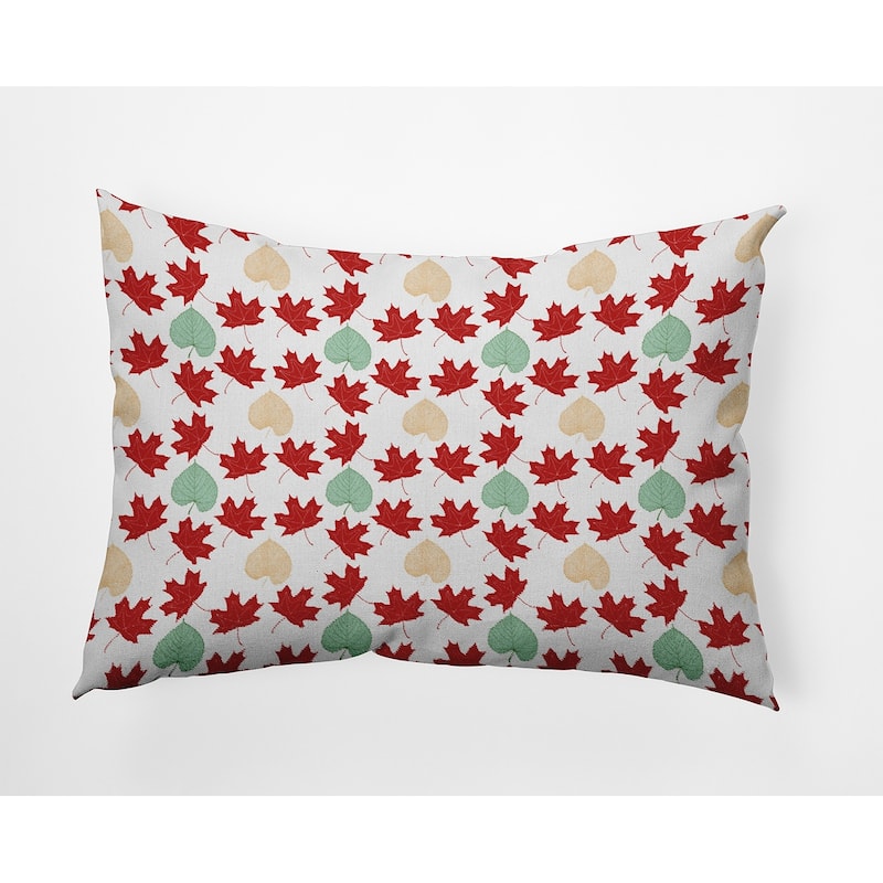 Lots of Leaves Fall Indoor/Outdoor Throw Pillow - 14" x 20" - Dark Red