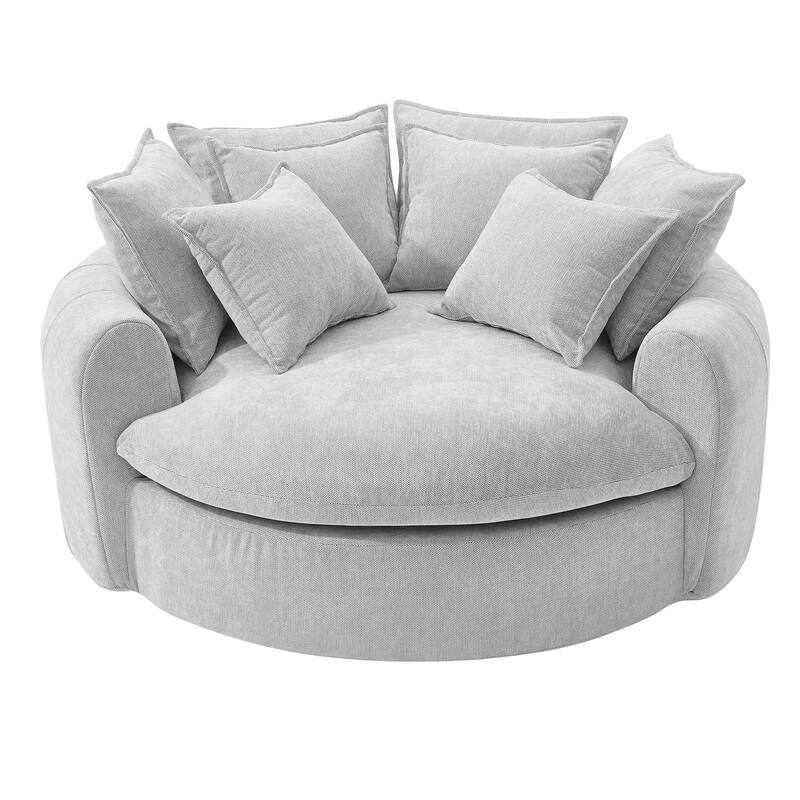 Round Chaise Lounge with Multiple Pillows by Harper&Bright Designs