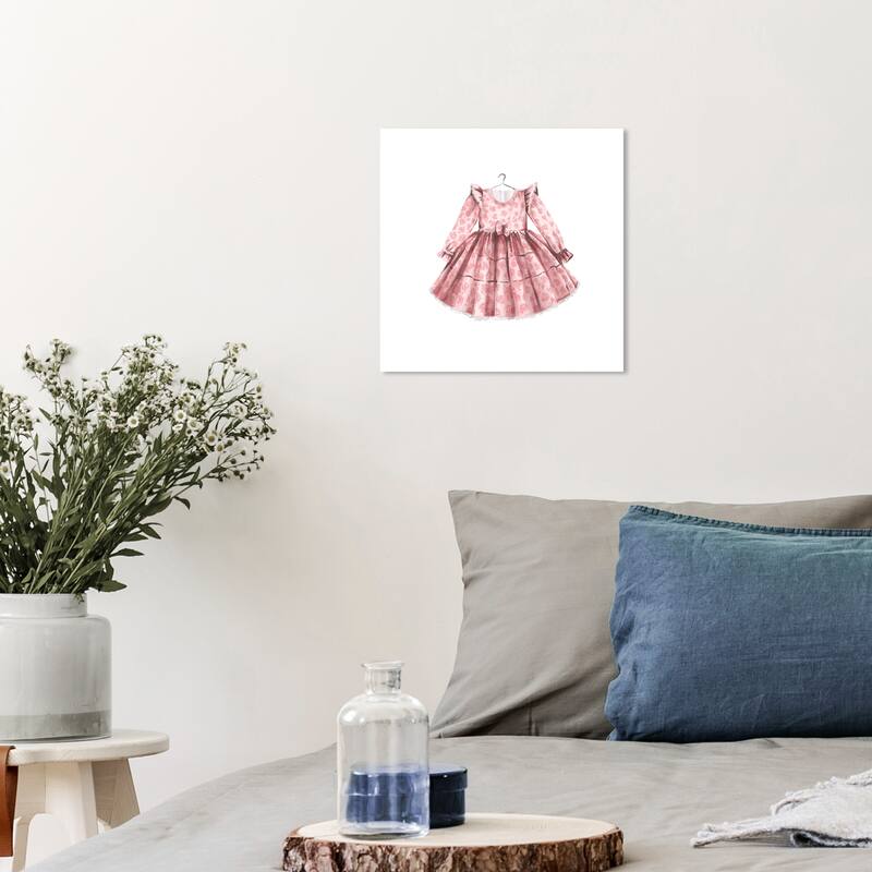 Wynwood Studio Canvas Fashion and Glam Petite Floral Dress Pink and Rose Pink Traditional Wall Art Canvas Print - 12 x 12