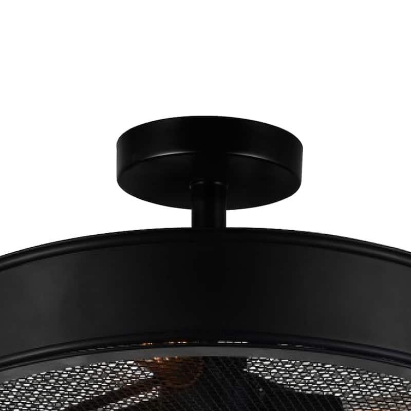 Tigris 3 Light 16in Black Drum Shade Flush Mount
