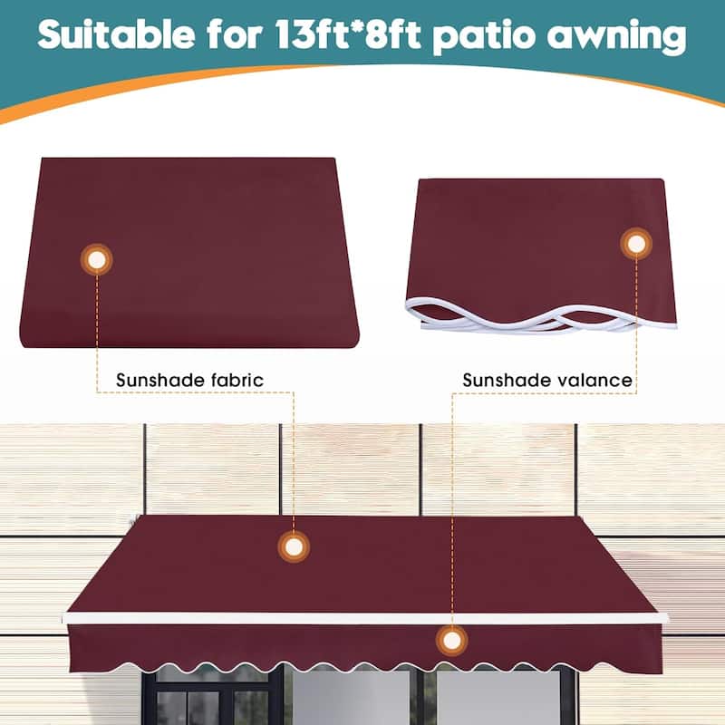 Patio Awning 13x8 Feet Fabric Replacement Sunshade Canopy