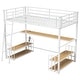 preview thumbnail 22 of 24, Twin/Full Size Metal Loft Bed with Ladder and Built-in Long Desk, Kids Storage Bed Frame with Shelves and USB Ports