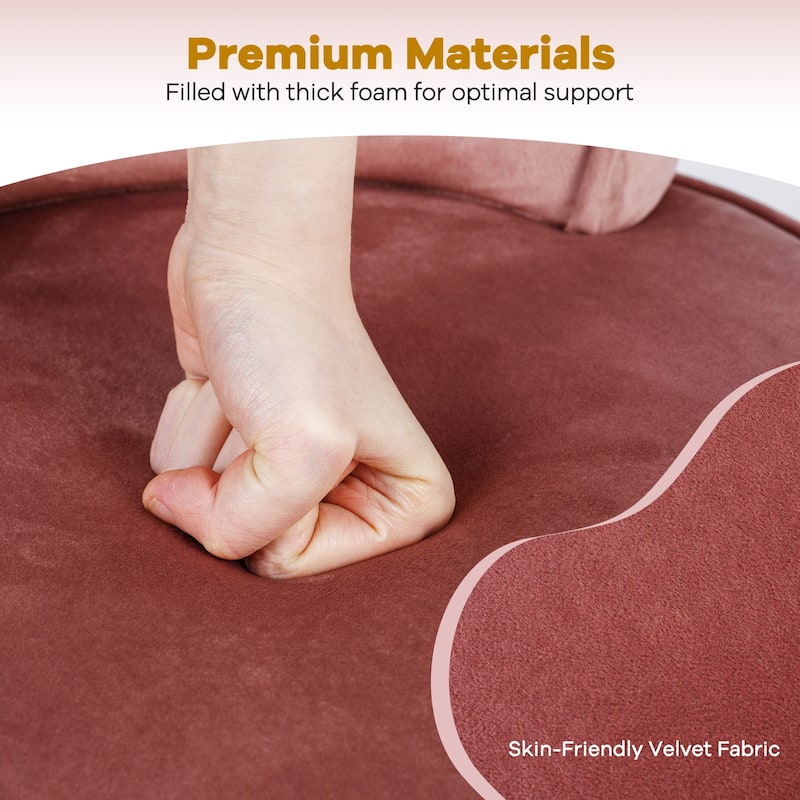 Gymax Velvet Vanity Chair w/ Back Tufted Low Back & Solid Wood Legs