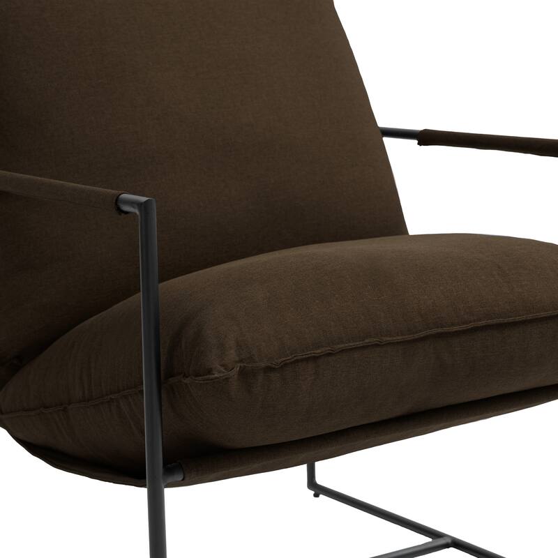 Modern Metal Frame Upholstered Sling Accent Armchair