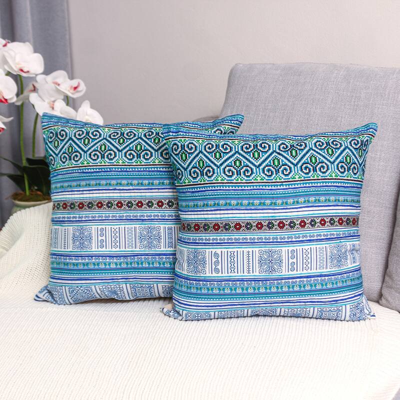 Novica Handmade Hmong Nature Embroidered Cushion Covers (Pair)
