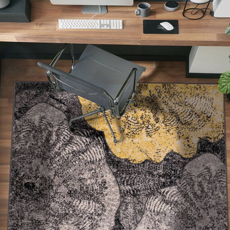 World Rug Gallery Contemporary Floral Design Black Area Rug