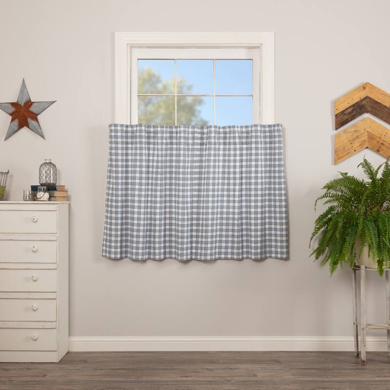 Sawyer Mill Plaid Tier Set - 36x36 - Denim Blue/Soft White