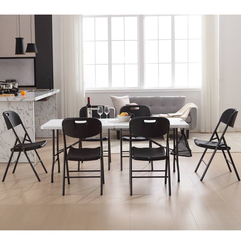 Patio Dining Table Bi-Folding Portable Table Lightweight Foldable Large Camping Table for Indoor Outdoor Picnic Backyard